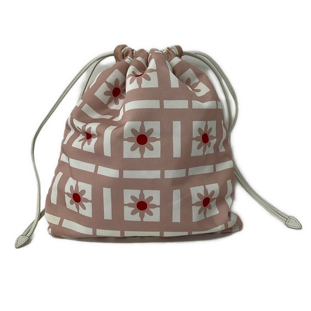 Miu Miu Pouch Light Pink White Red Canvas Leather